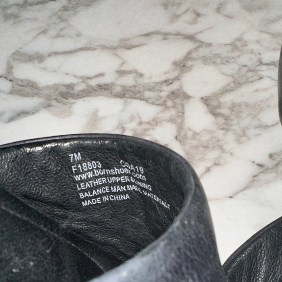 Born handcrafted footwear black leather slingback peep toe Sandals Size 7 - Picture 7 of 7